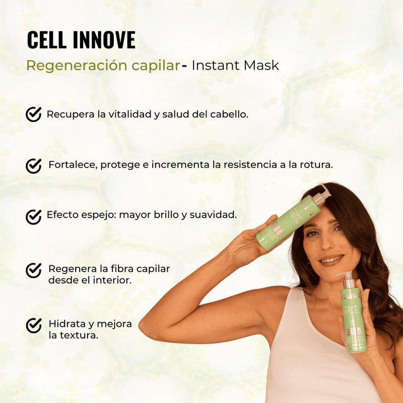 abril et nature - Cell Innove Hair Mask - For All Hair Types - Hydrates, Rejuvenates, and Regenerates - Professional Treatment with Plant Stem Cells - Healthy and Strong Appearance - 200 ml - Image 2